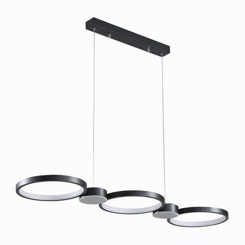 Black Linear LED Island Light in Modern Simplicity Aluminium Pendant Light with Acrylic Shade