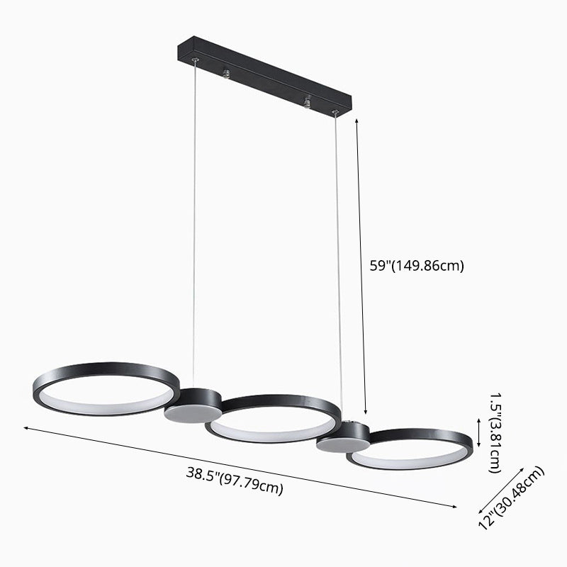 Black Linear LED Island Light in Modern Simplicity Aluminium Pendant Light with Acrylic Shade