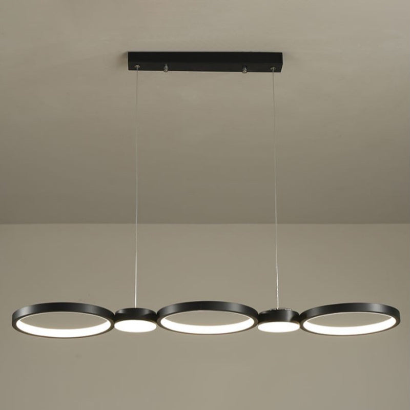 Black Linear LED Island Light in Modern Simplicity Aluminium Pendant Light with Acrylic Shade