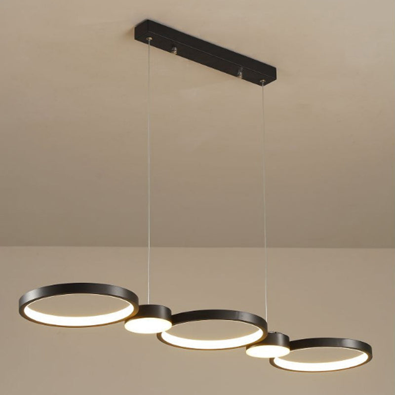 Black Linear LED Island Light in Modern Simplicity Aluminium Pendant Light with Acrylic Shade