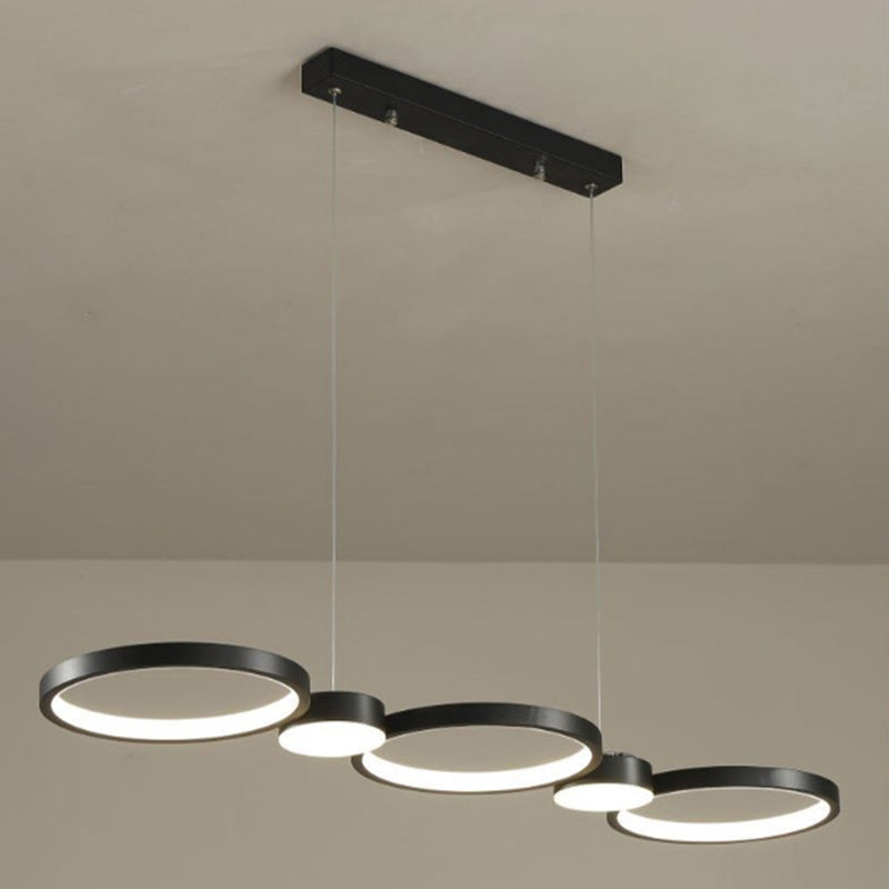 Black Linear LED Island Light in Modern Simplicity Aluminium Pendant Light with Acrylic Shade