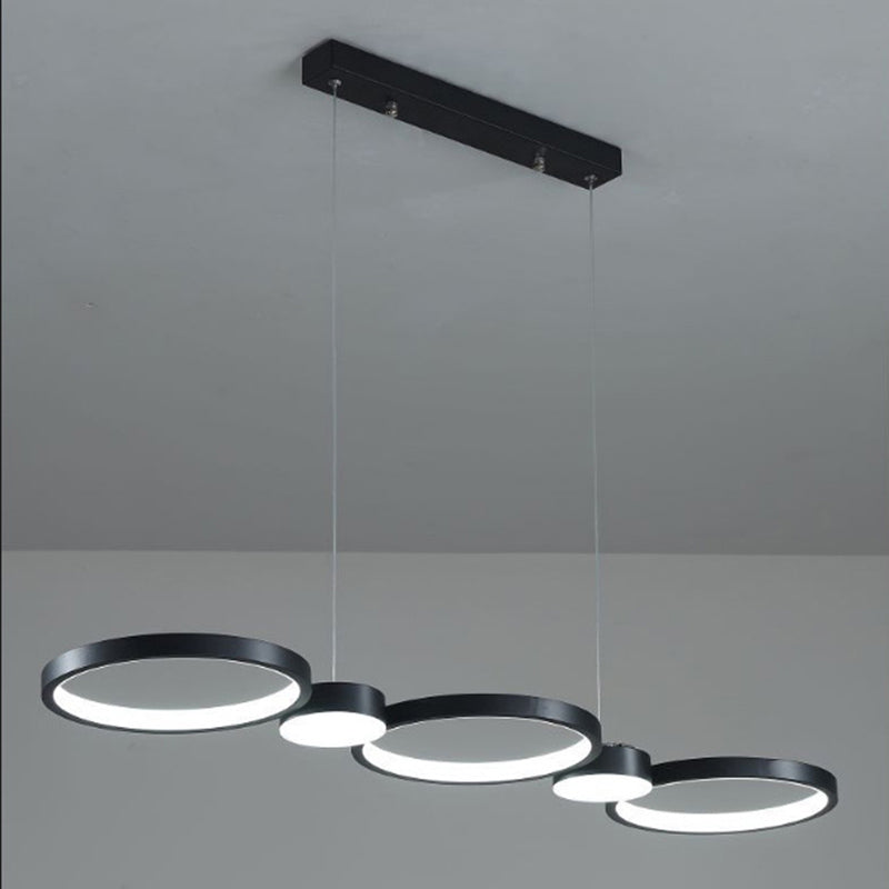 Black Linear LED Island Light in Modern Simplicity Aluminium Pendant Light with Acrylic Shade