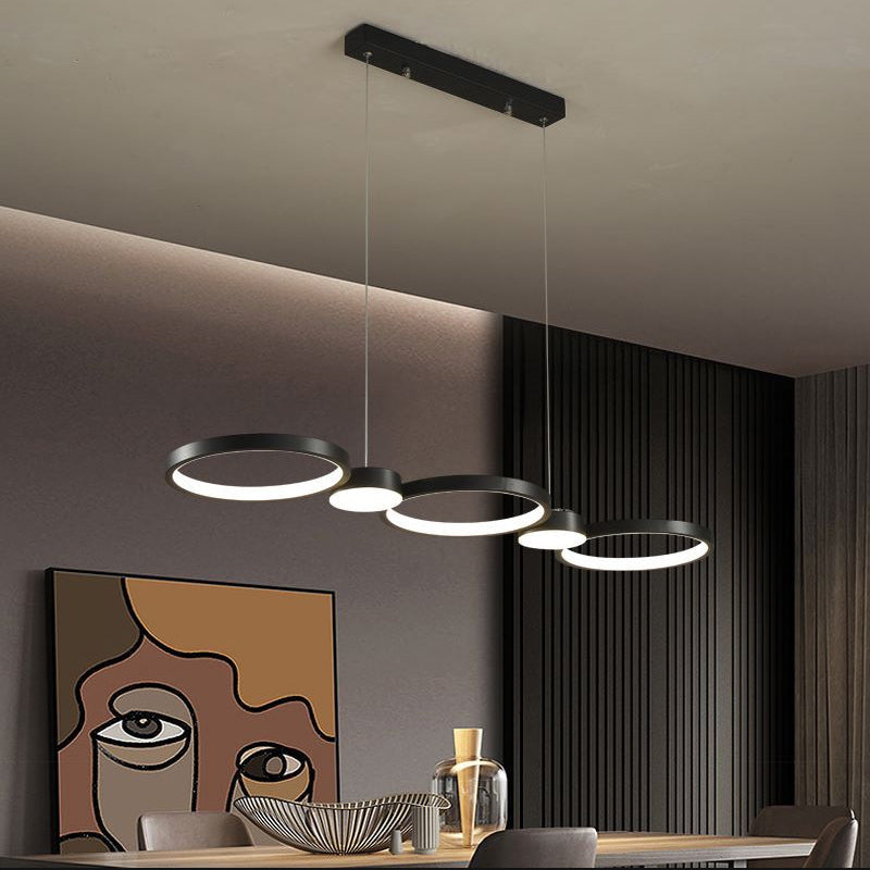 Black Linear LED Island Light in Modern Simplicity Aluminium Pendant Light with Acrylic Shade