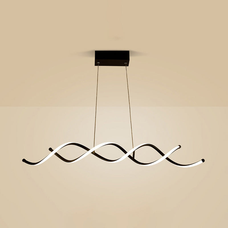 Luce isola a led nera in silicone nella moderna semplicità in alluminio a sospensione lineare per sala da pranzo