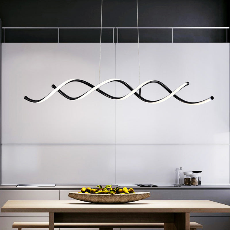 Luce isola a led nera in silicone nella moderna semplicità in alluminio a sospensione lineare per sala da pranzo