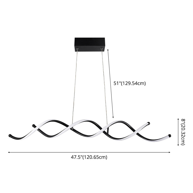 Luce isola a led nera in silicone nella moderna semplicità in alluminio a sospensione lineare per sala da pranzo