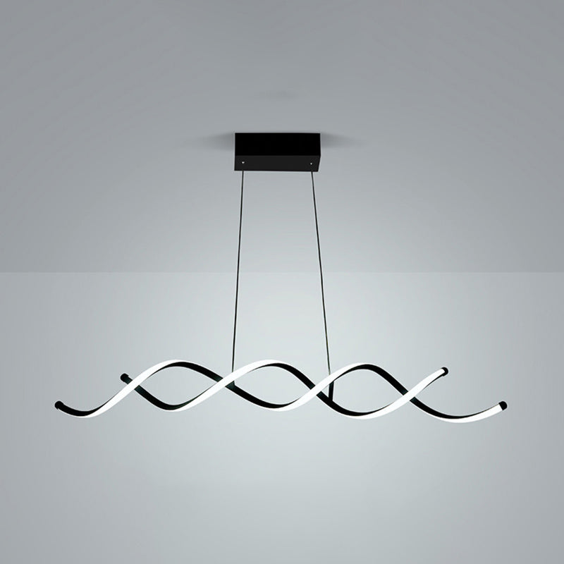 Luce isola a led nera in silicone nella moderna semplicità in alluminio a sospensione lineare per sala da pranzo