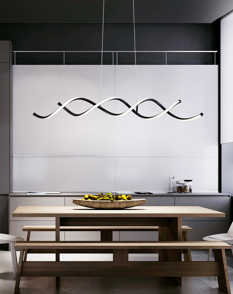 Luce isola a led nera in silicone nella moderna semplicità in alluminio a sospensione lineare per sala da pranzo