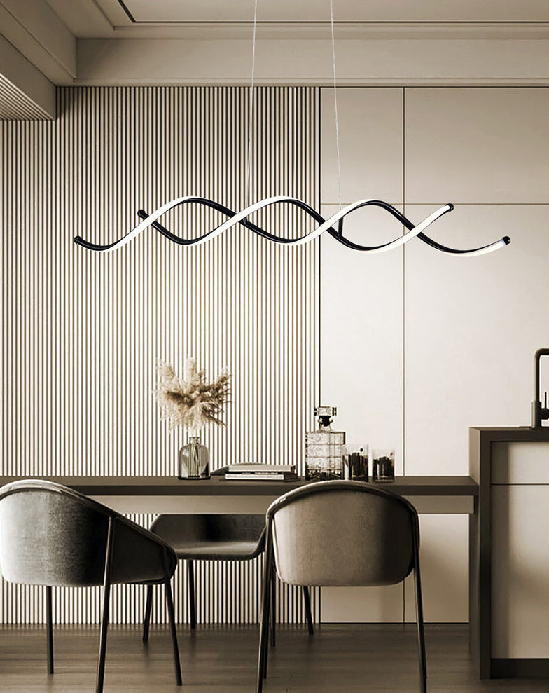 Luce isola a led nera in silicone nella moderna semplicità in alluminio a sospensione lineare per sala da pranzo