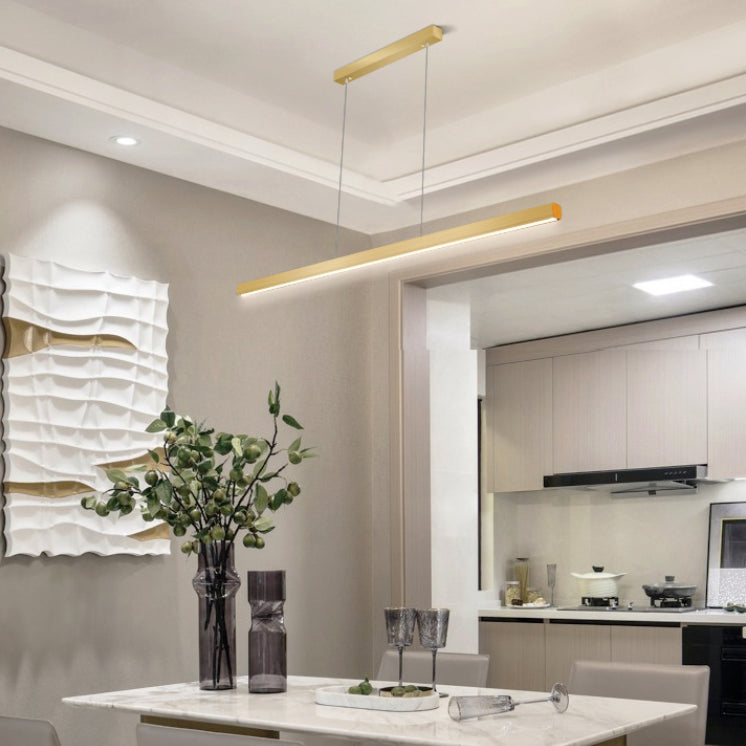 Linear Island Pendant LED Gold Modern Ceiling Pendant Light for Dining Room
