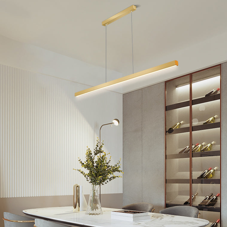 Linear Island Pendant LED Gold Modern Ceiling Pendant Light for Dining Room