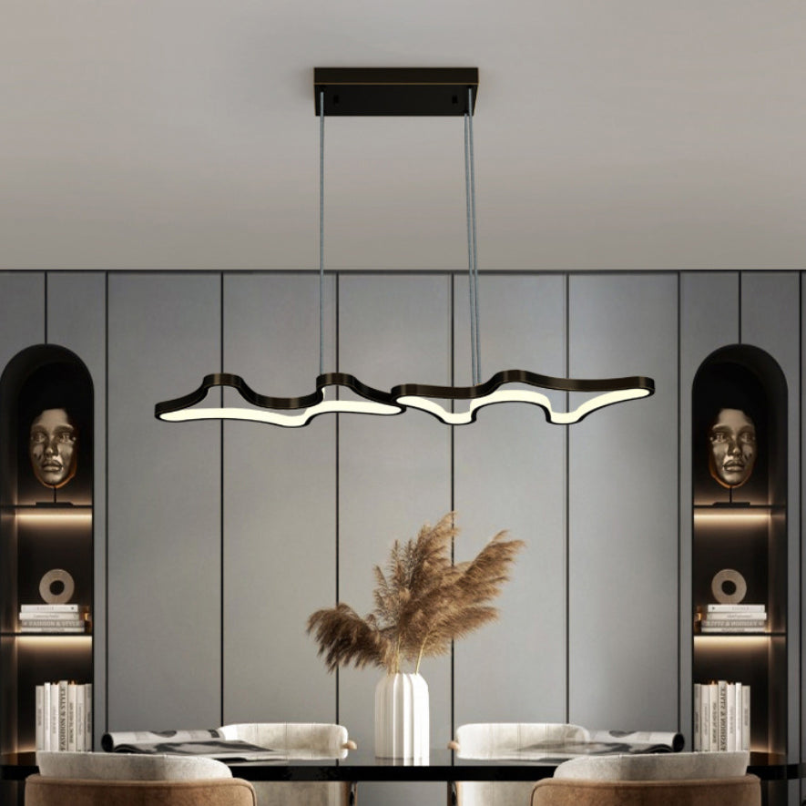 1 Light Modern Metal Chandelier Lamp Linear LED Island Pendant for Dining Room