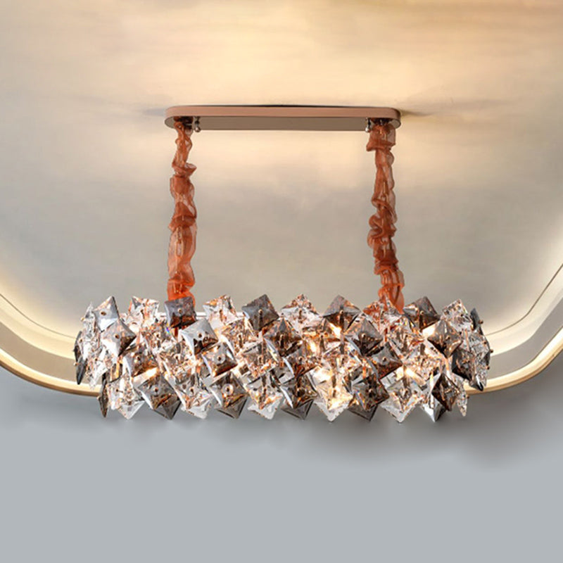 Contemporary Island Lighting Linear Pendant Lighting Chandelier Light Fixtures in Grey