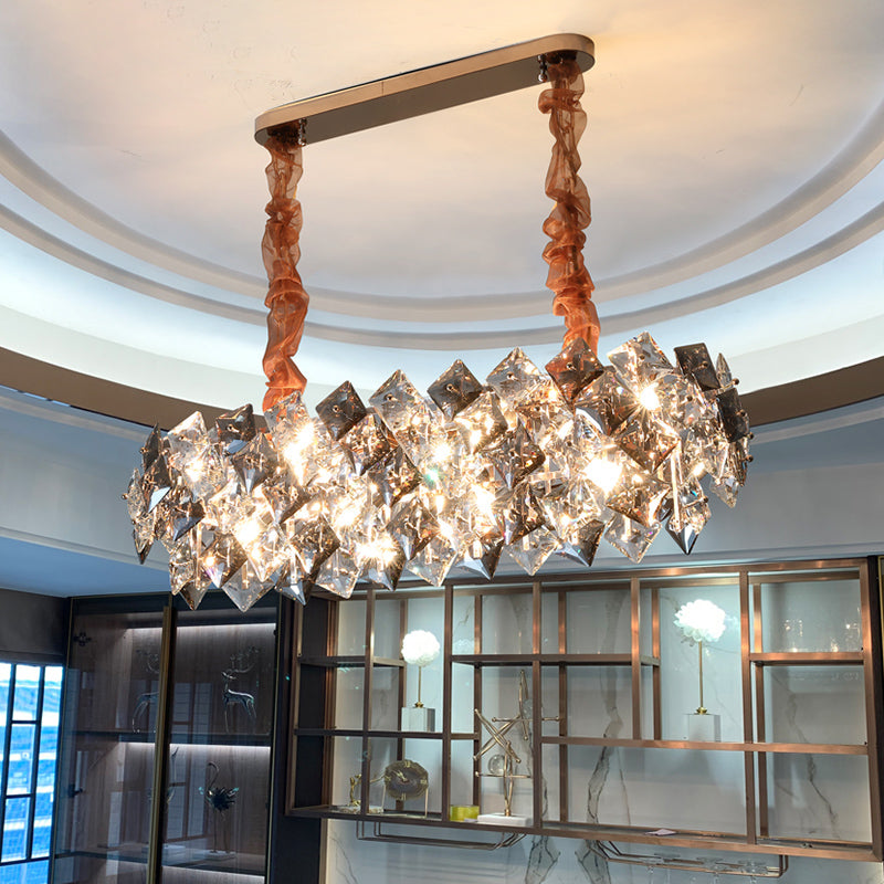 Contemporary Island Lighting Linear Pendant Lighting Chandelier Light Fixtures in Grey