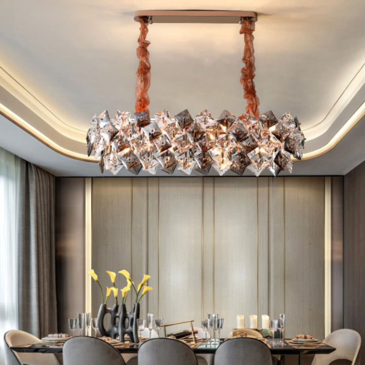 Contemporary Island Lighting Linear Pendant Lighting Chandelier Light Fixtures in Grey