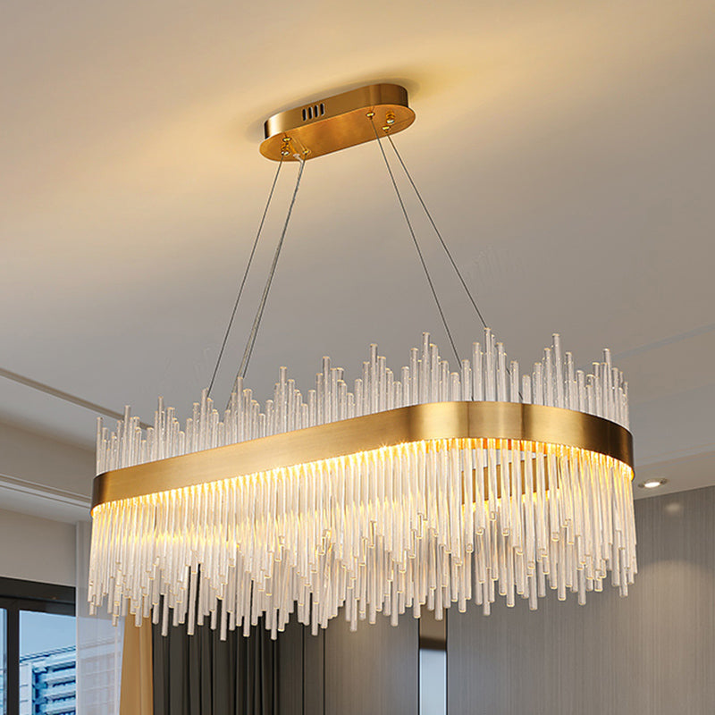 Pendants contemporains pour l'îlot de cuisine Éclairage pendentif linéaire en or