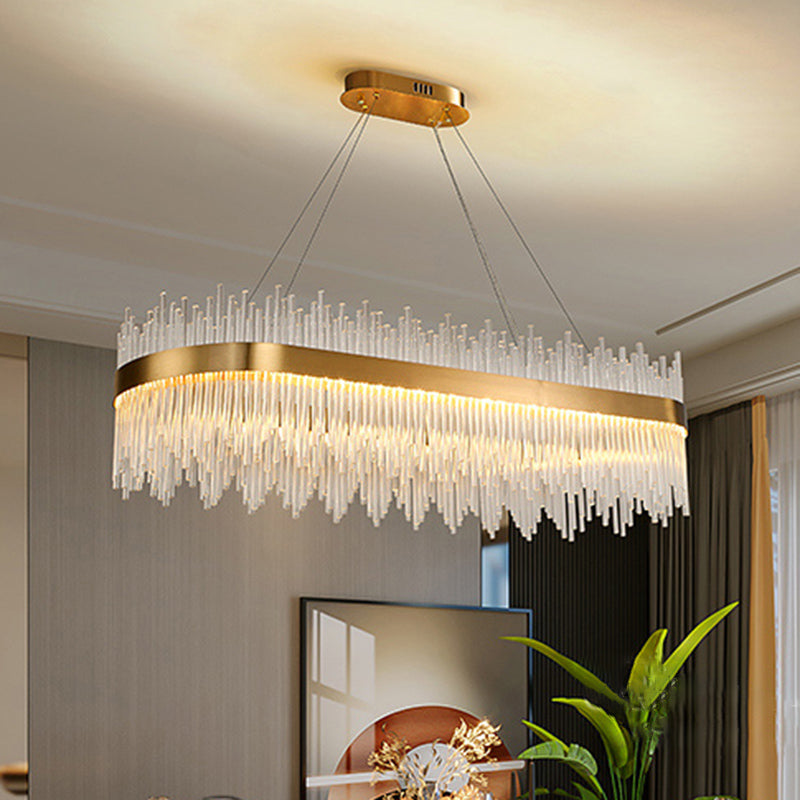 Pendants contemporains pour l'îlot de cuisine Éclairage pendentif linéaire en or