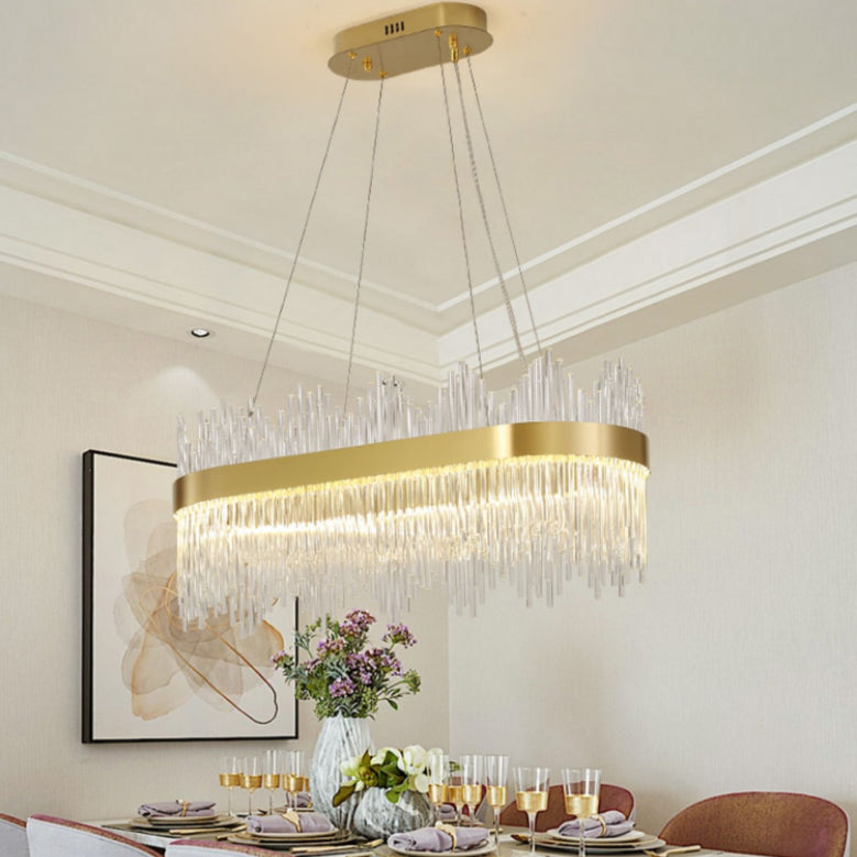 Pendants contemporains pour l'îlot de cuisine Éclairage pendentif linéaire en or