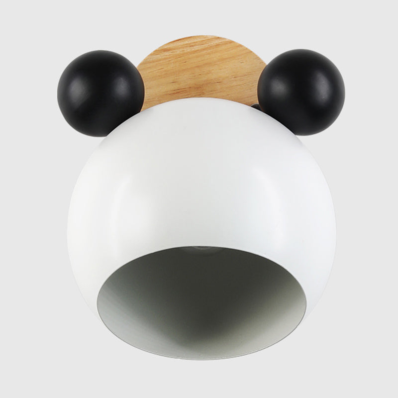 Modern Nordic Macaron Wall Lamp Wooden Globe Wall Light with Wrought Iron Shade