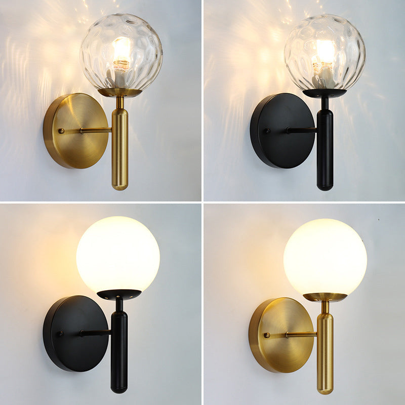 Modern Creative Globe Wall Lamp Wrought Iron Indoor Wall Sconce with Glass Shade