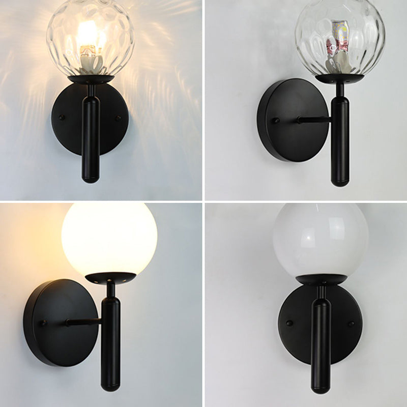 Modern Creative Globe Wall Lamp Wrought Iron Indoor Wall Sconce with Glass Shade