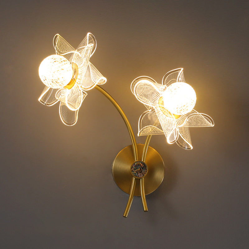 Acrylic Modern Wall Sconce Geometric Bronze Wall Mounted Light for Bedroom