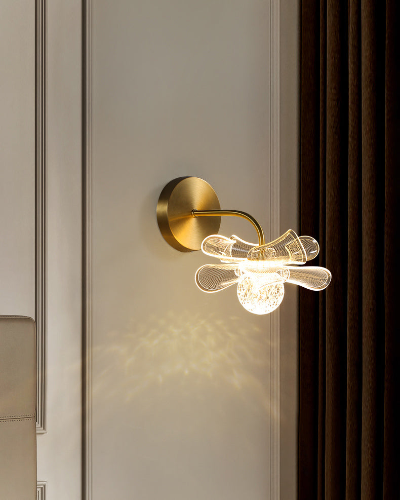 Acrylic Modern Wall Sconce Geometric Bronze Wall Mounted Light for Bedroom