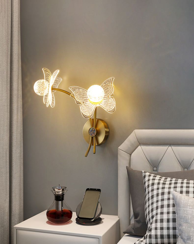 Acrylic Modern Wall Sconce Geometric Bronze Wall Mounted Light for Bedroom
