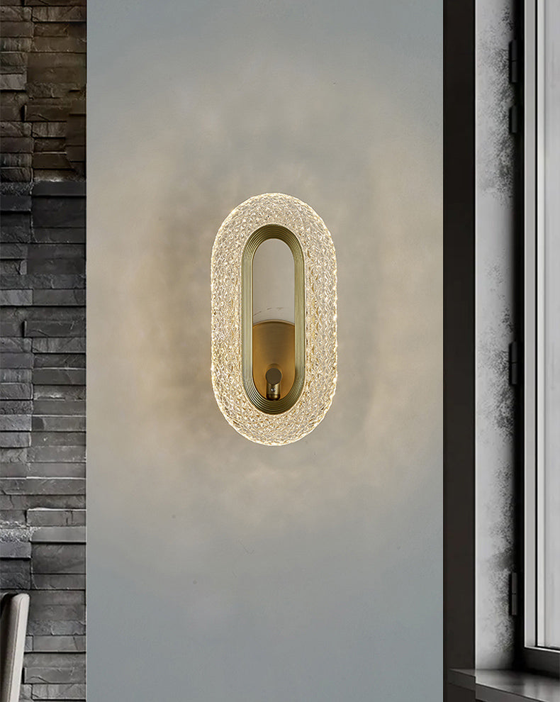 Contemporary Acrylic Wall Mount Lamp Bronze Oval Wall Sconce for Bedroom