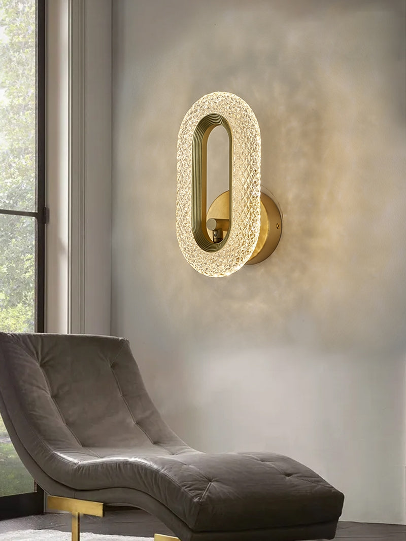 Contemporary Acrylic Wall Mount Lamp Bronze Oval Wall Sconce for Bedroom