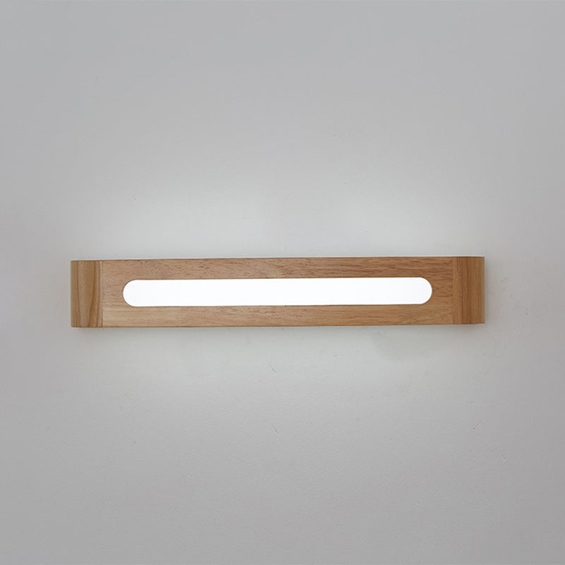 1-Light Retangular LED Wall Sconce Modern Simple Style Wood Wall Lighting in Brown