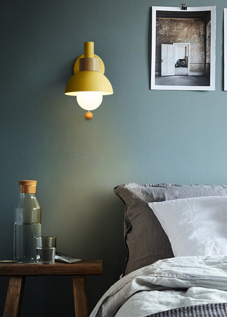 Moderna Macarons Nórdicos Macarons Swade Wall Malet Metal 1 Light Sponces en rosa y blanco