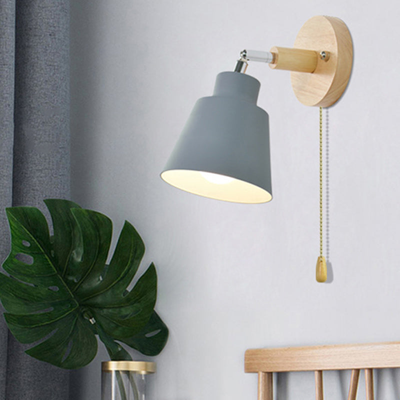 1-Light Unique Shade Wall Sconce Modren Nordic Macarons Style Metal Wall Lighting in White and Green