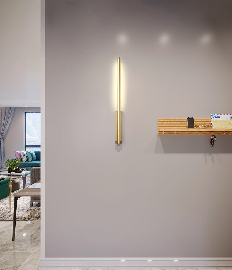 Sconce da parete lineare a 1 luce moderna illuminazione da parete in stile semplice in oro e cromo nero e ottone