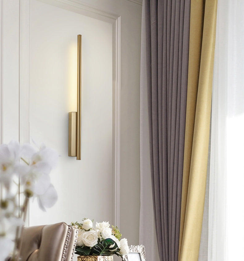 Sconce da parete lineare a 1 luce moderna illuminazione da parete in stile semplice in oro e cromo nero e ottone