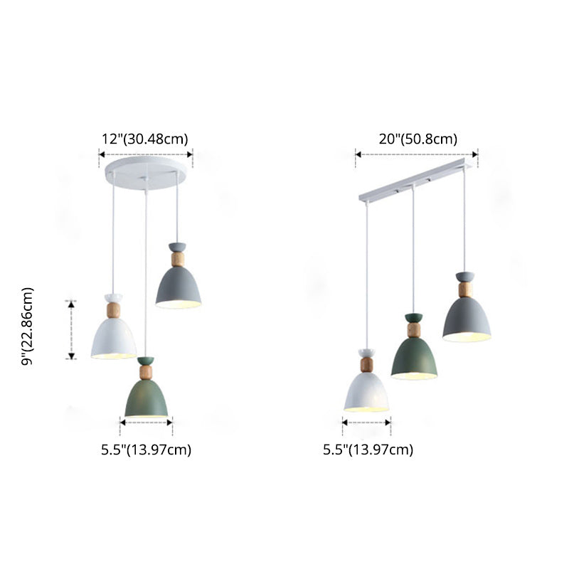 Moderne beknopte macaron hangende lamp houten koepel hanger licht met gelakte ijzeren schaduw