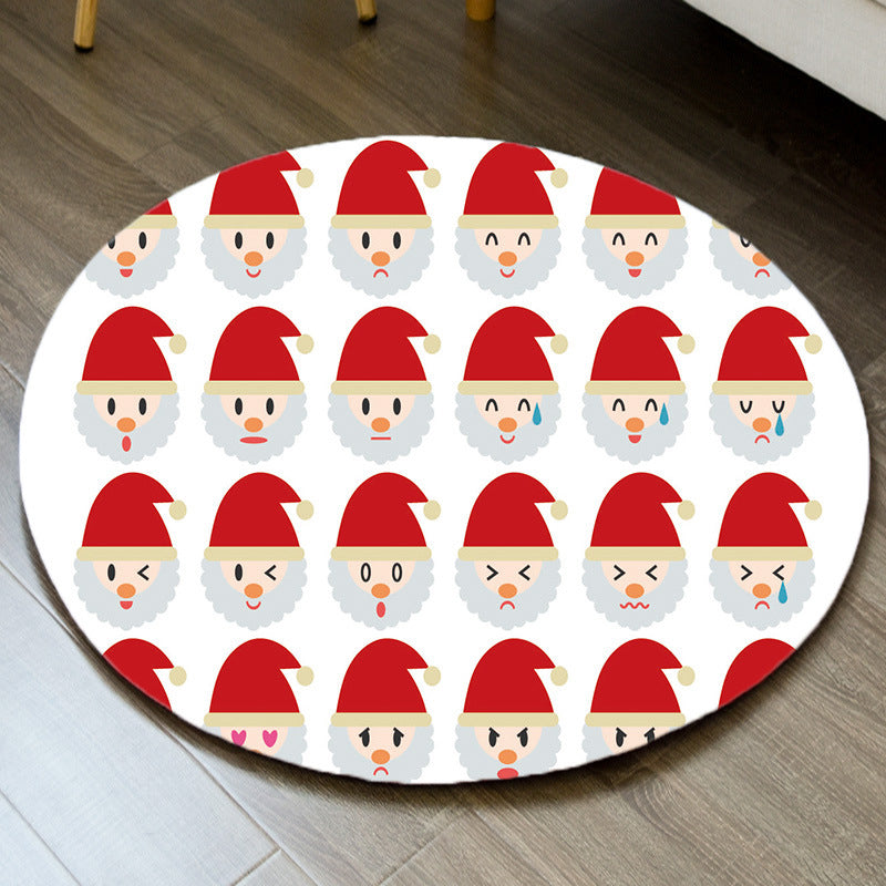 Christmas Theme Area Rug Funky Round Carpet Polypropylene Washable Area Rug for Living Room