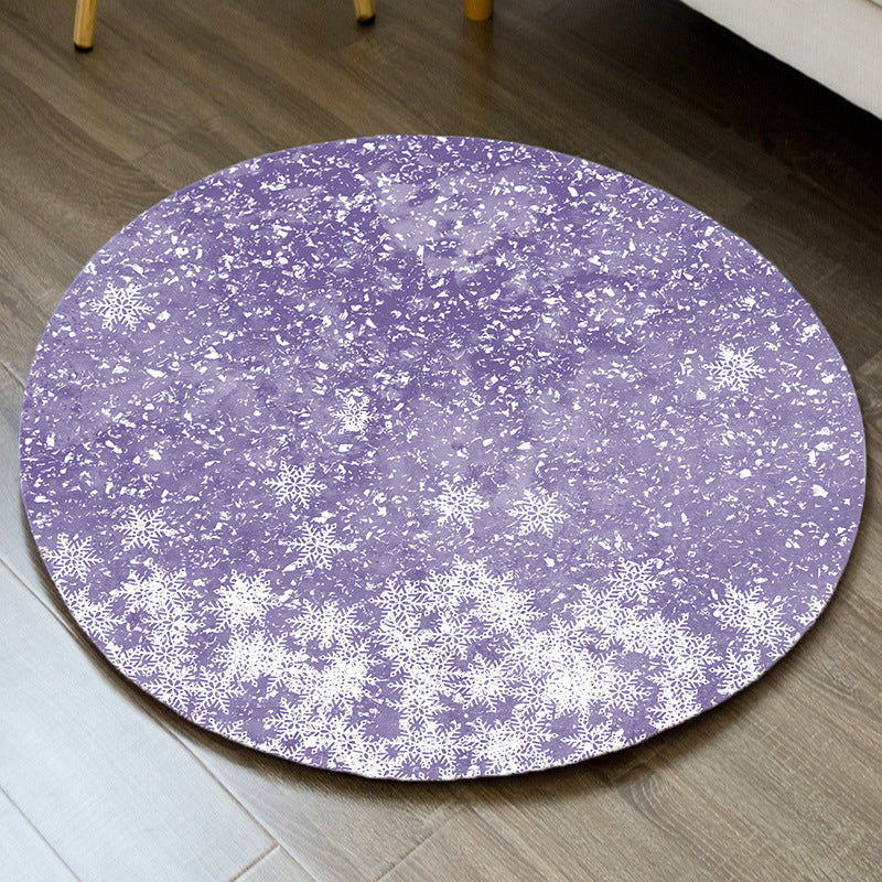 Christmas Theme Area Rug Funky Round Carpet Polypropylene Washable Area Rug for Living Room