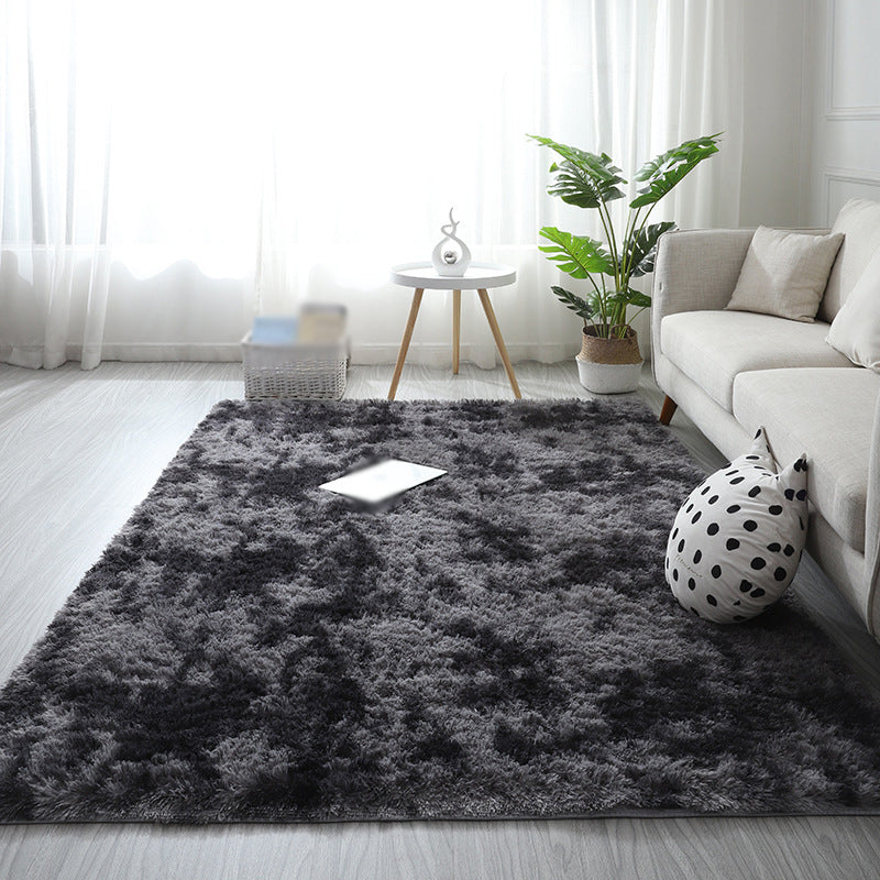 Minimalist Carpet Tie Dye Print Modern Polyester Carpet Non-Slip Backing Shag Rug for Living Room