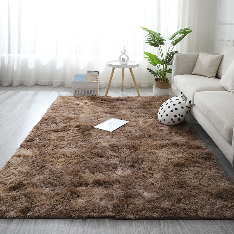 Minimalist Carpet Tie Dye Print Modern Polyester Carpet Non-Slip Backing Shag Rug for Living Room