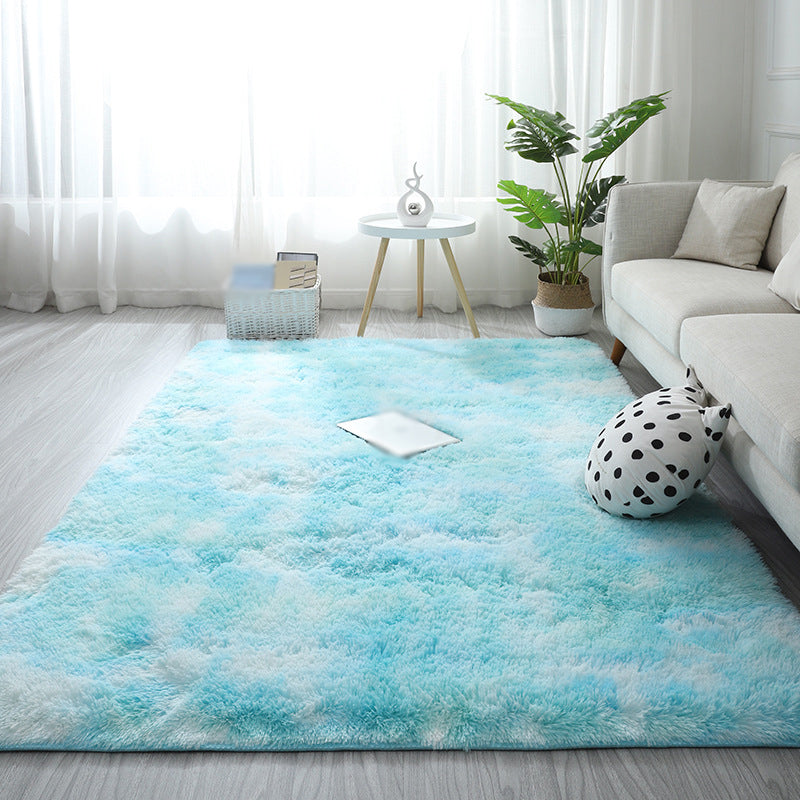 Minimalist Carpet Tie Dye Print Modern Polyester Carpet Non-Slip Backing Shag Rug for Living Room