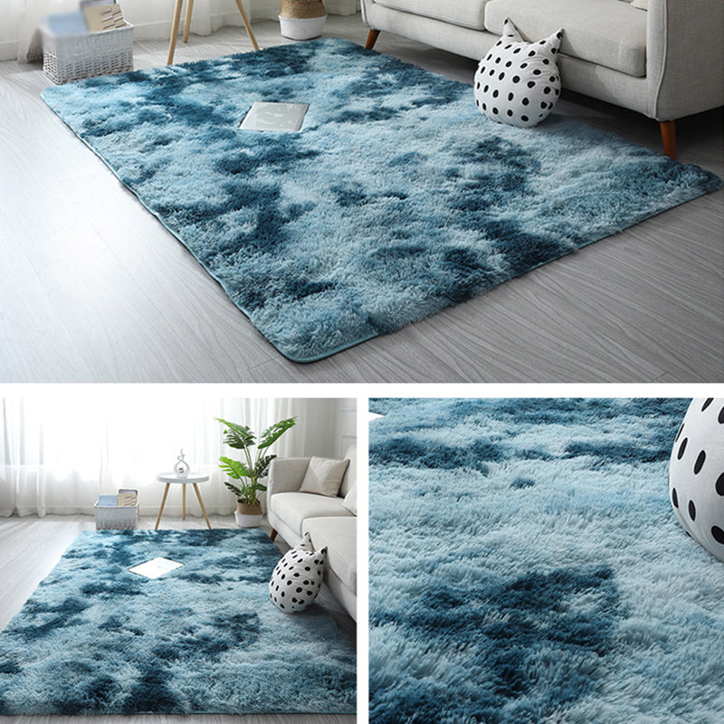 Minimalist Carpet Tie Dye Print Modern Polyester Carpet Non-Slip Backing Shag Rug for Living Room