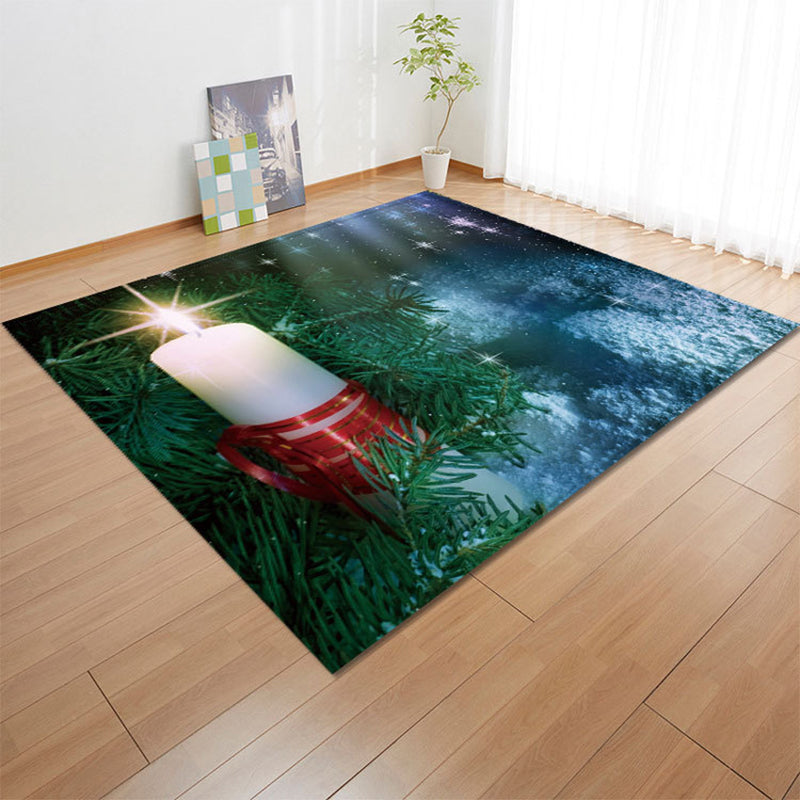 Simple Living Room Indoor Carpet Christmas Trees Printed Rug Polyester Stain Resistant Area Carpet