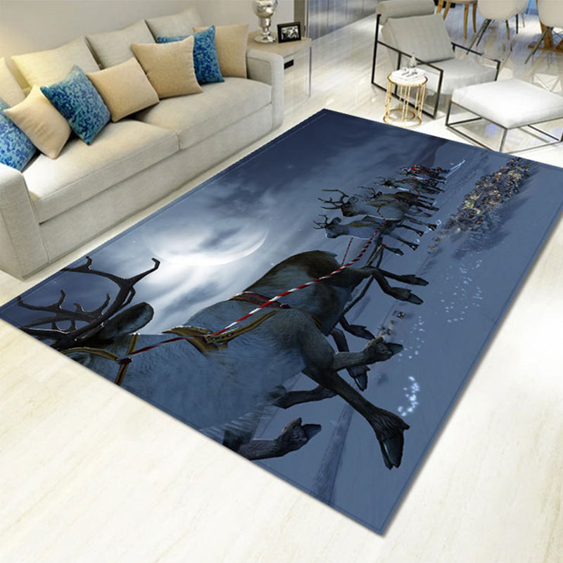 Simple Living Room Indoor Carpet Christmas Trees Printed Rug Polyester Stain Resistant Area Carpet