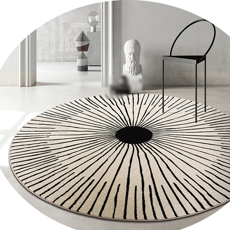 Artistic Carpet Polyster Round Stripe Print Rug Polyster Stain Resistant Area Rug for Living Room