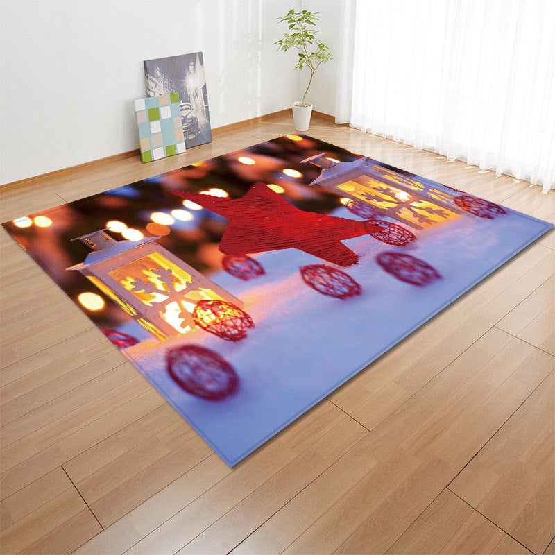 Creative Snowmen Carpet Polyester Area Rug Non-Slip Backing Indoor Carpet for Home Decoration