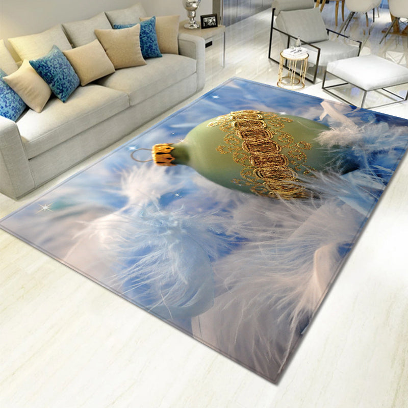 Creative Snowmen Carpet Polyester Area Rug Non-Slip Backing Indoor Carpet for Home Decoration