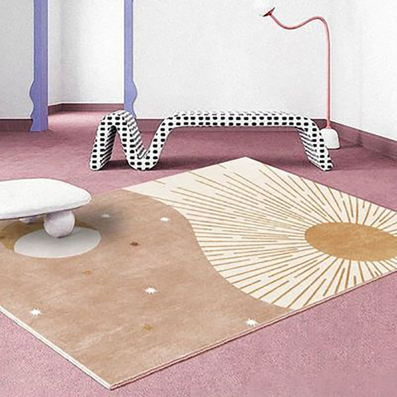 Modern Color Block Area Carpet Polyester Rug Stain Resistant Indoor Carpet for Living Room