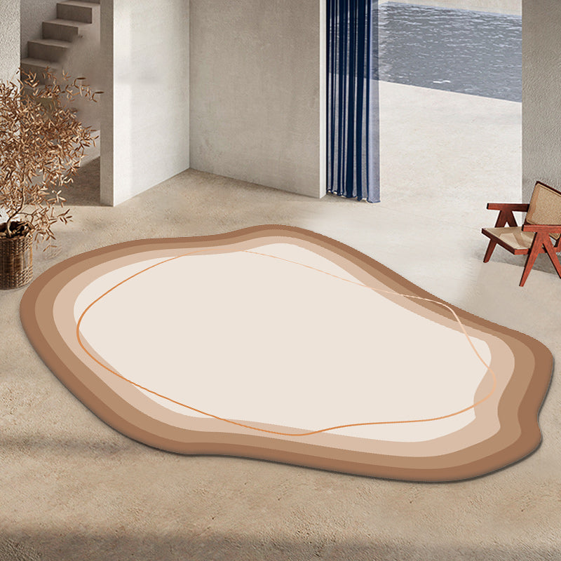 Contemporary Indoor Room Carpet Orange Abstract Indoor Rug Polyester Washable Indoor Rug