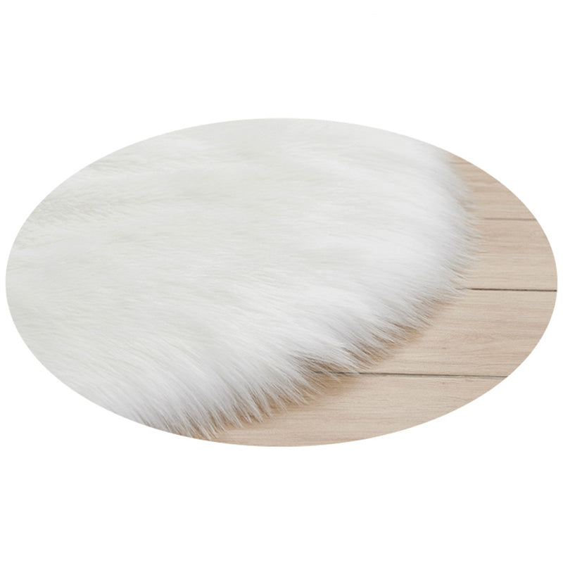 Fancy White Area Rug Plush Polyester Area Carpet Solid Color Easy Care Rug for Home Decor